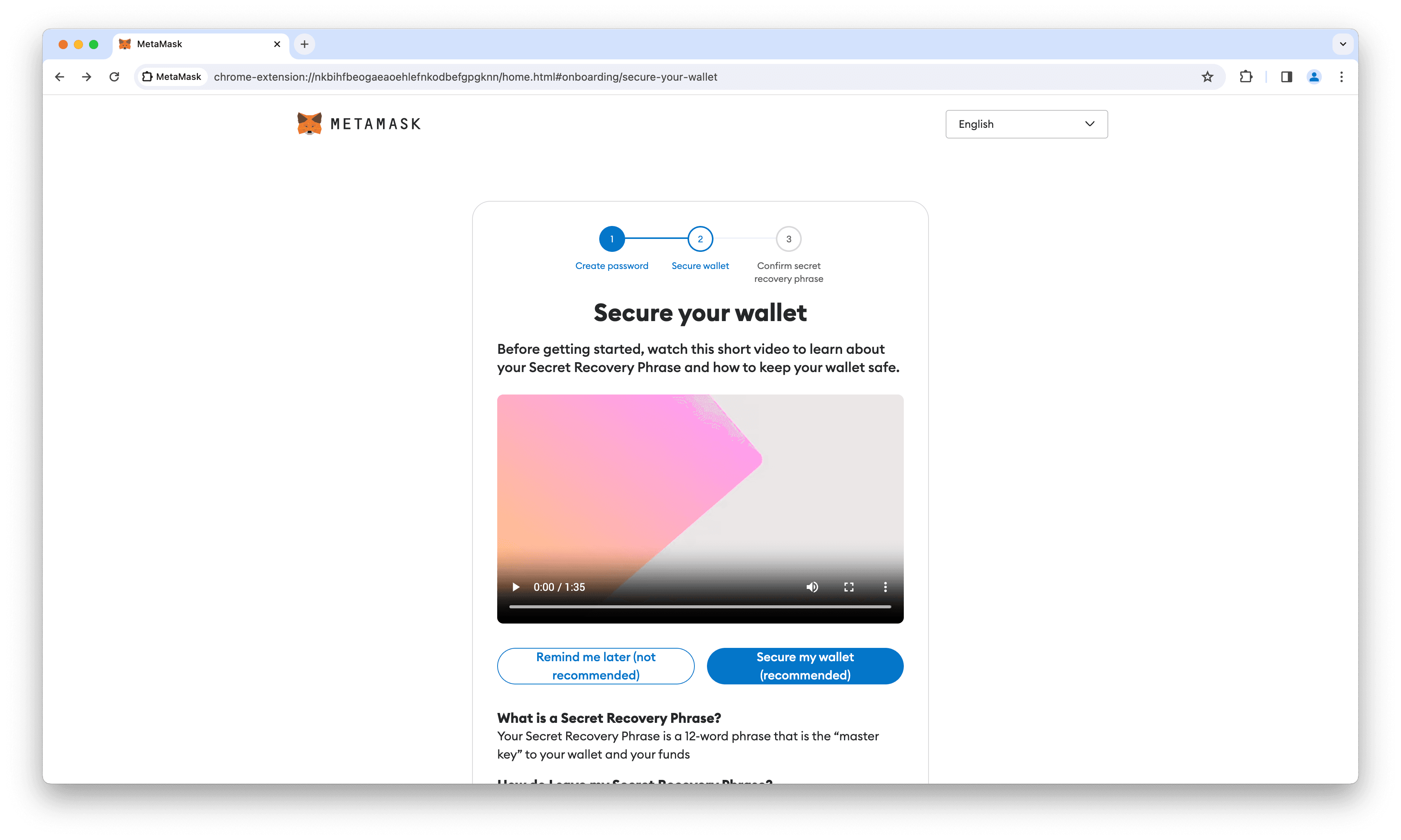 MetaMask security video page.